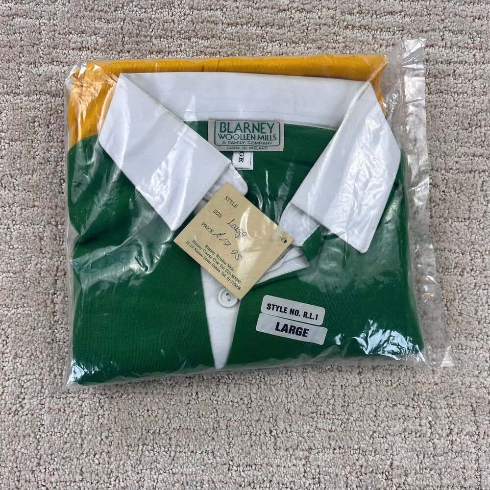 Vintage 90s Blarney Woollen Mills Rugby Shirt Size Large - Ireland